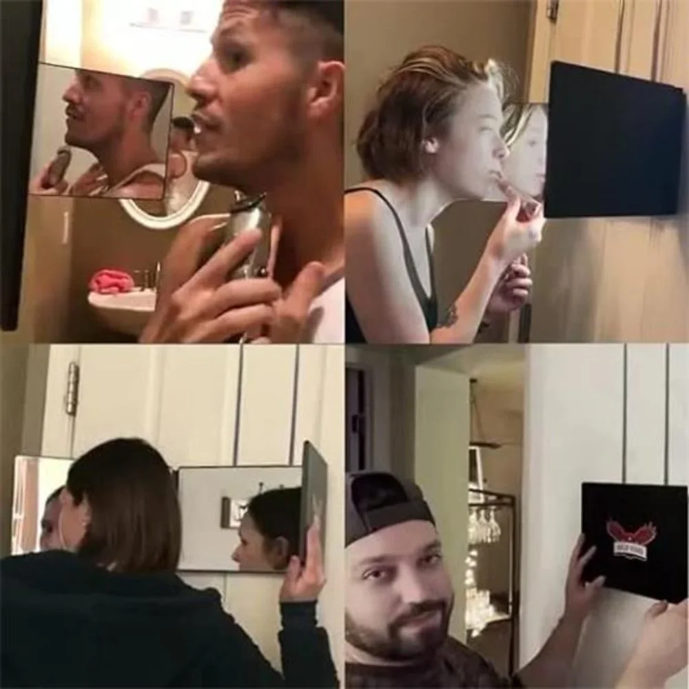 3Way Mirror for Hair Cutting, 360° Mirror for Haircuts for Men Height Adjustable
